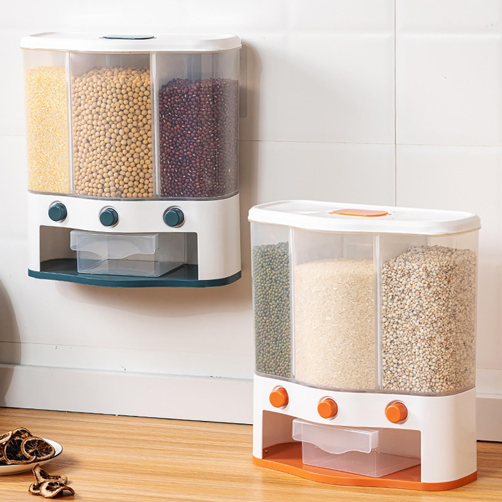 Wall-Mounted Dry Food Dispenser *plastic kitchen storage Grain & Rice container* 