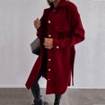 thumbnail image 4 of Ftwytp Long Trench Coat For Women Uk Loose Fit Double-Breasted Elegant Windbreake Coats With Belt Lapel Collar Solid Outwear Winter Jacket, 4 of 9