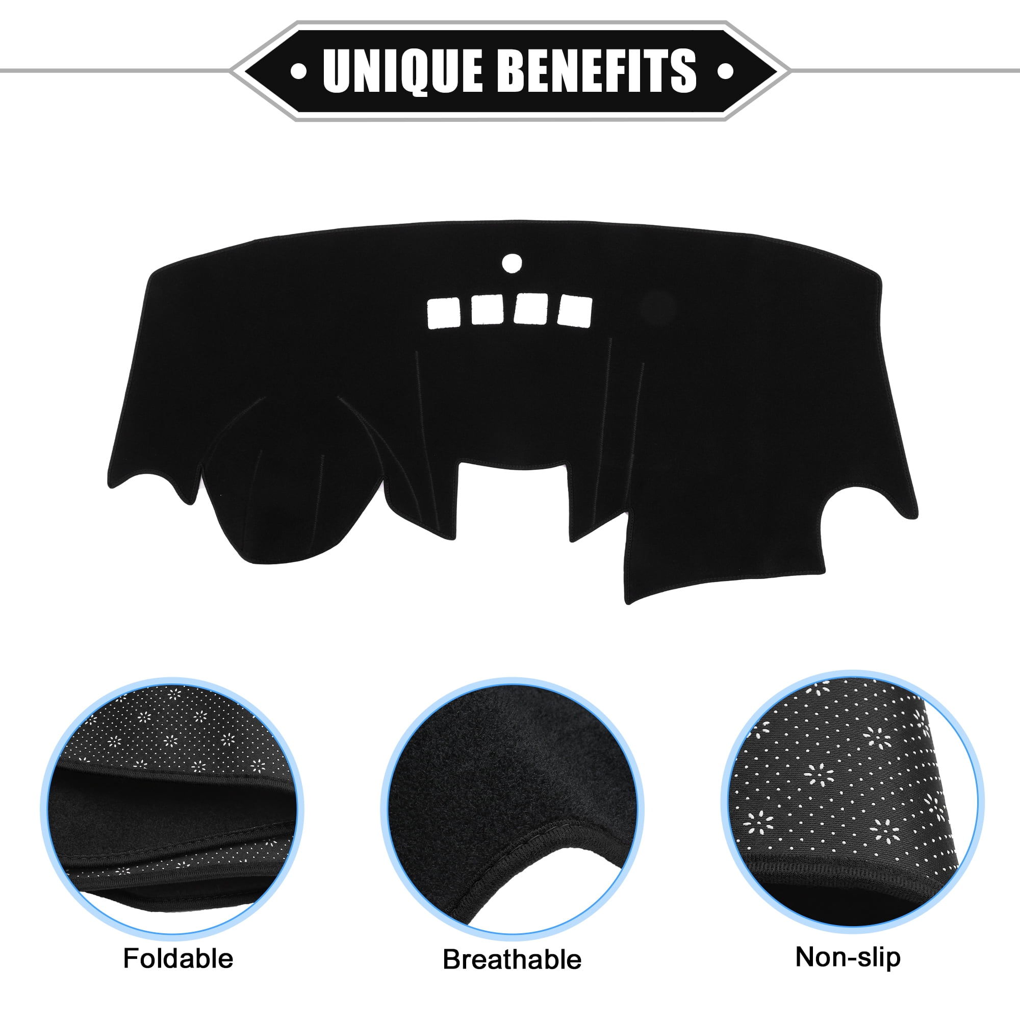 Unique Bargains Dashboard Cover Mat Compatible for Ford Fiesta 2011-2019 Nonslip Polyester Dash Board Protector,Black