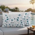 thumbnail image 5 of Spring Wildflowers Pillow Covers 2 Pack Watercolor Teal Floral Leaf Plant Butterfly Pillowcase Waterproof Outdoor Throw Pillow Cover for Patio Balcony Rectangular Cushion 20”x12”, 5 of 9