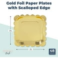 thumbnail image 2 of 48-Pack Gold Foil Square Paper Plates Scalloped Edge (7 in), 2 of 5