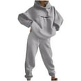 thumbnail image 3 of YUGYXL 2 Piece Activewear Outfits for Women Oversized Letter Print Hoodie Sweatshirt and Loose Sweatpants Jogger Tracksuit Set Today's Gray,XL, 3 of 7