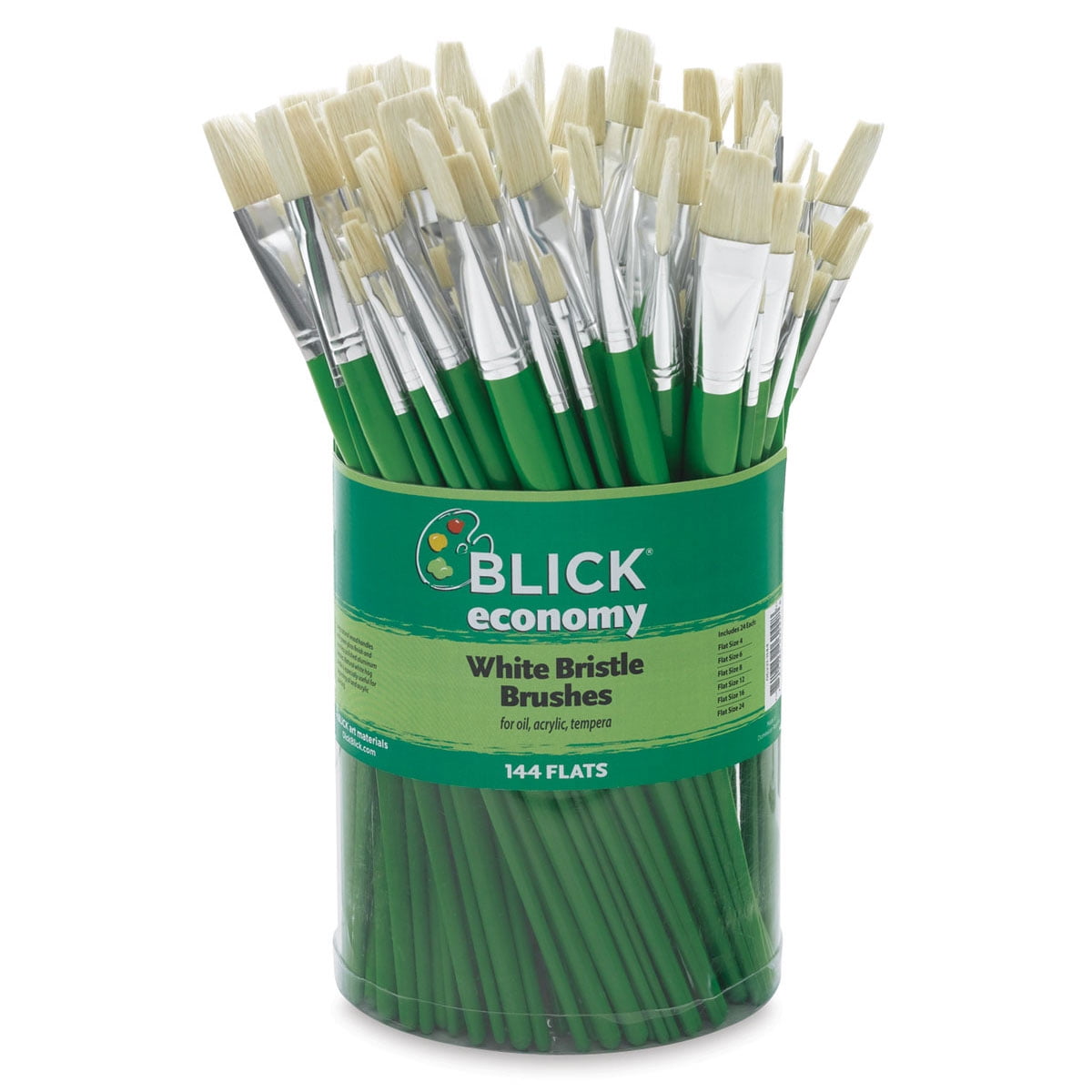 Blick Economy White Bristle Set - Flats, Set of 144