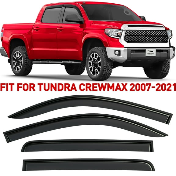 Voron Glass Tape-on Extra Durable Rain Guards for Toyota Tundra 2007-2021 CrewMax, Window Deflectors, Vent Window Visors, 4 Pieces-100429