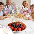 thumbnail image 2 of DefiDgd Easter Disposable Wooden Fruit Skewers,Cocktail Picks,Long Ear Bunny Egg Toothpicks for Appetizers Fruit Food Drink Cake Easter Party Supplies(B), 2 of 6
