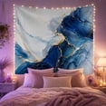 thumbnail image 2 of White and Blue Marble with Gold Cracks, Serene Abstract Style for Abstract Art Fans, Modern Wall Art, Housewarming Gift, Tapestry Wall Hanging for Bedroom and Living Room, 2 of 7