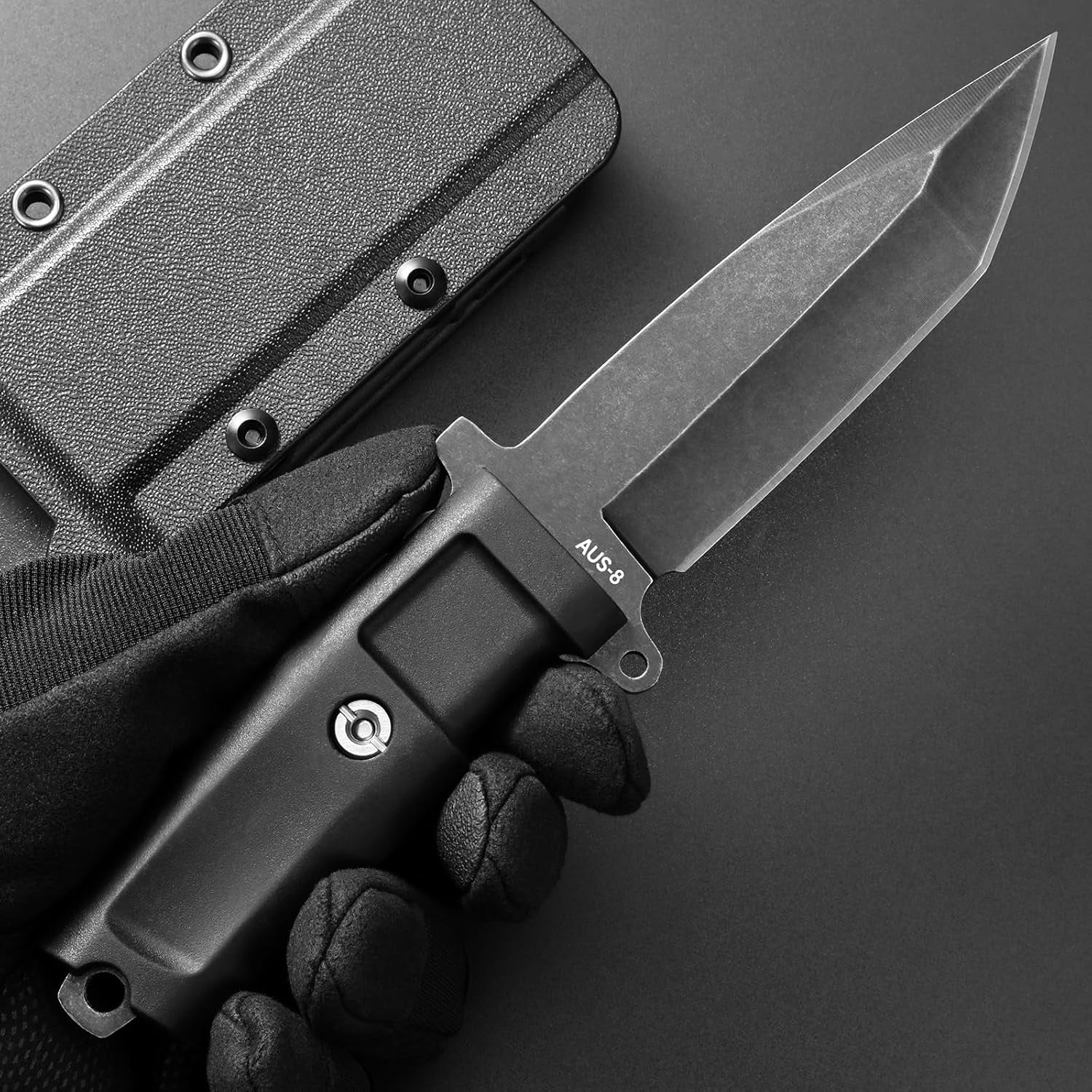 GTK34 Fixed Blade Knife AUS-8 Steel Full Tang Nylon Fiberglass Handle Com EDC Tool Knifes for Outdoor Camping Adventure Survival