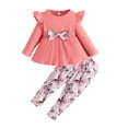 thumbnail image 2 of KYAIGUO 2PCS Baby Infant Girl Spring Floral Outfits Autumn Long Sleeve Ruffle Top Floral Pants Set for 6M-3T, 2 of 9