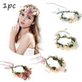 thumbnail image 5 of FOLOYORI 1Pcs Floral Crown for Girls Festival Wreath Silk Flower Adjustable Size with Ribbon for Ladies Beach Vacation, 5 of 8