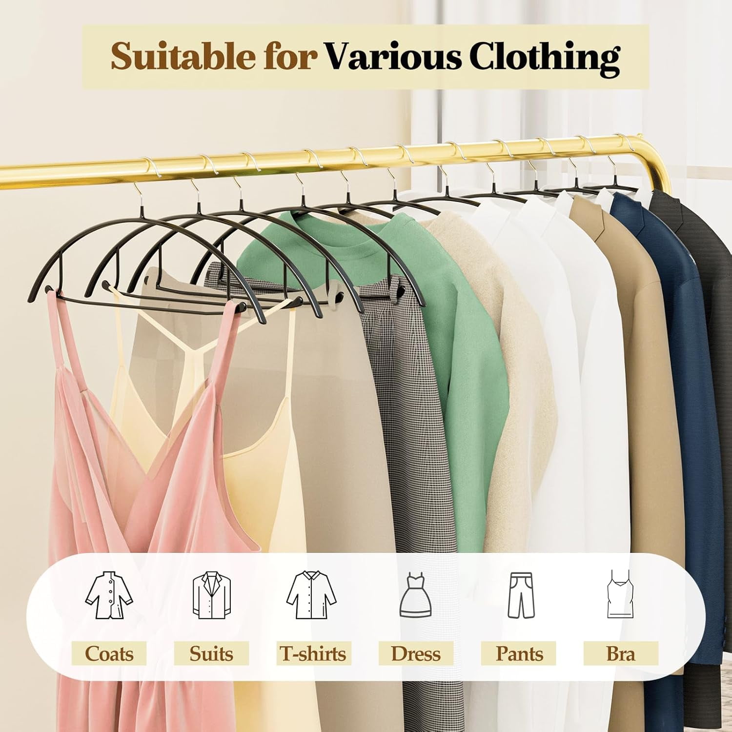 UEAKPIC PVC Coating Clothes Hangers 20 Pack, 16.5 inch Non Slip Metal Sweater Hanger, for Suit, Dress, Jacket, Pant, Shirt