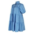 thumbnail image 3 of ZVNAΖH Womens Summer Dresses Short Sleeve Button Down Casual Swing Mini Dress Collared Tshirts Dress Ruffle Hem Pleated Dress, 3 of 8