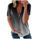 thumbnail image 2 of Puntoco Mujer Verano Manga Cortaｖ-Cuello Cremallera Leopardo Hollow Out Camiseta Blusa tops Puntoco Puntoco-3772, 2 of 4