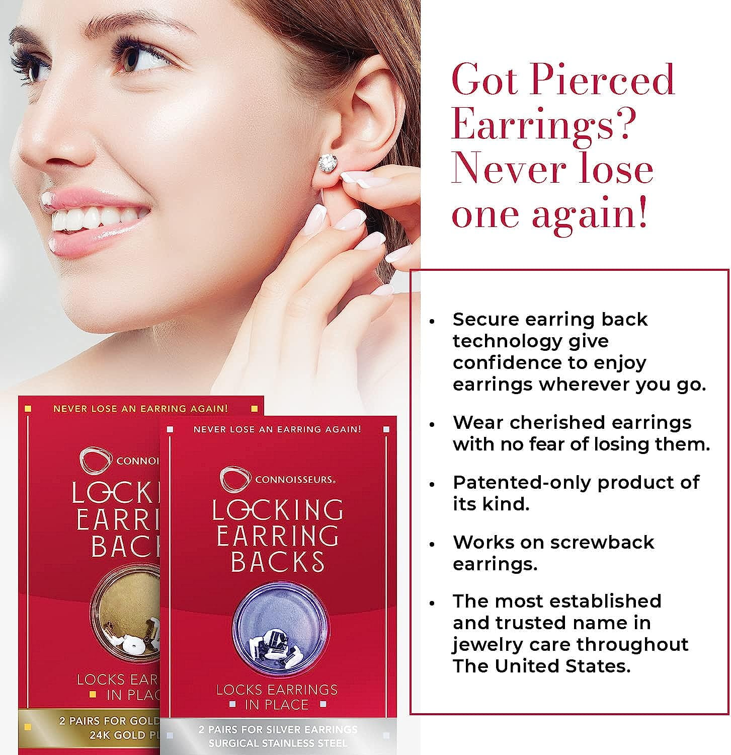 Silverlocks: Silver Locking Earrings Back - Connoisseurs Jewelry