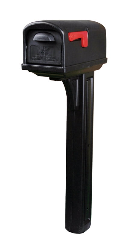 Gentry All in One Large Double Walled Plastic Mailbox and Post Combo Black 