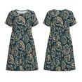 thumbnail image 5 of Defioc Indian Paisley 2 Pattern Womens Summer Dresses Short Sleeve Sundress 2025 Beach Vacation Dresses with Pockets -3X-Large, 5 of 6