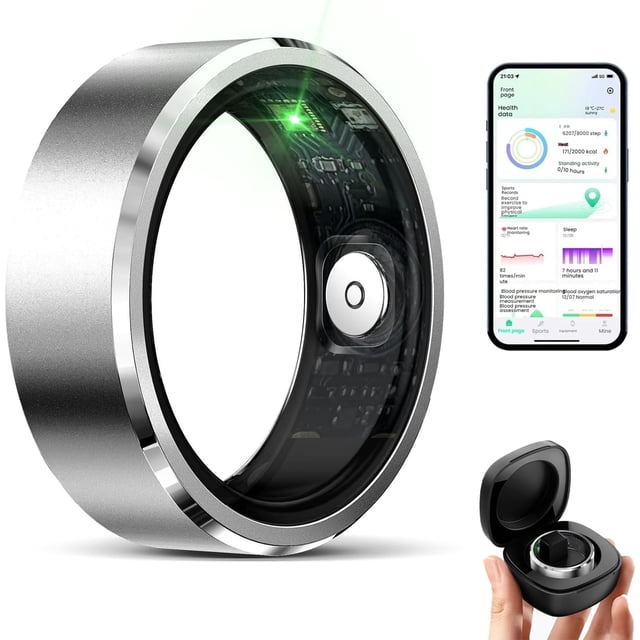 Rastreador de actividad física Smart Ring Qjijolz, frecuencia cardíaca y oxígeno en sangre