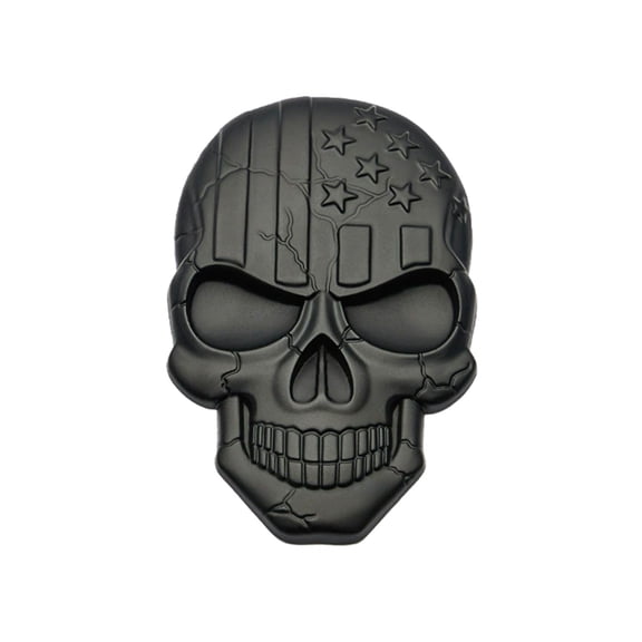 Ysmzzmsy 1PCS 3D Skull American Flag Car Decal, Metal Look Sticker, 1.7 x 2.68 inches, Black