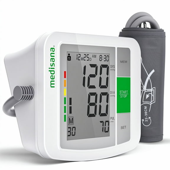 Medisana Accurate Upper Arm Blood Pressure Monitors for Home Use, Automatic Digital BP Monitors Machine Blood Pressure Cuffs,2 Users,180 Record,Large Display Screen