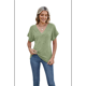 thumbnail image 5 of Camiseta Holgada Informal de Color Liso con Cuello en V para Mujer, Corta, Verde, Talla S, 5 of 10