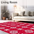 thumbnail image 2 of ODIKA 4'x6' Machine Washable Non-Slip Area Rug, Festive Snowflake Winter Wonderland Holiday Decoration Throw High Traffic Rug with Pad, Red, 505869, 2 of 8