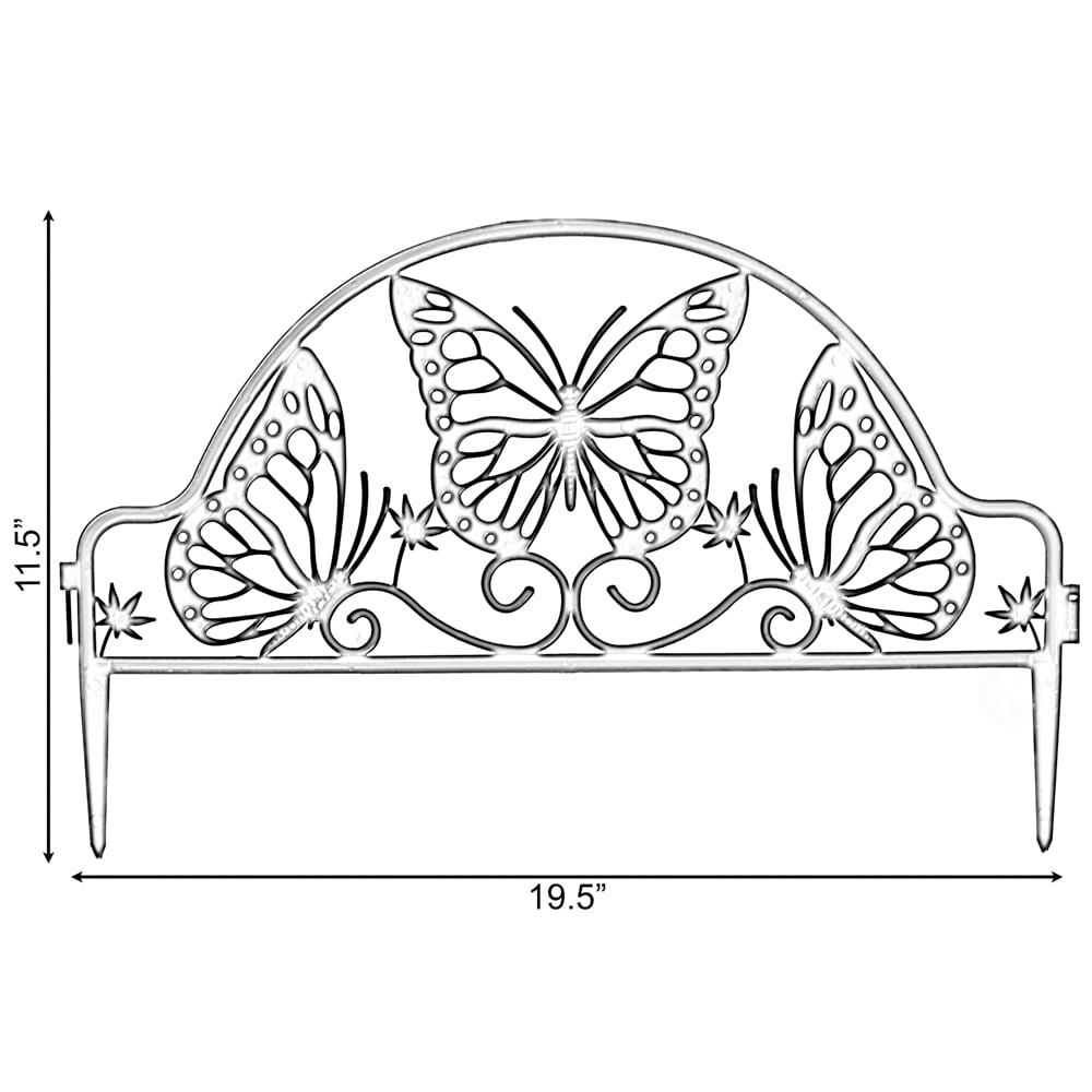 Decorative Butterfly Design Plastic Fence Garden Edging Landscape Border Path Panel, Pack of 6