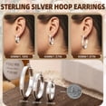 thumbnail image 4 of YOUNGYUE Sterling Silver Hoop Earrings for Women, Hypoallergenic Thick Silver Hoops, Cubic Zirconia, 50mm, 4 of 6