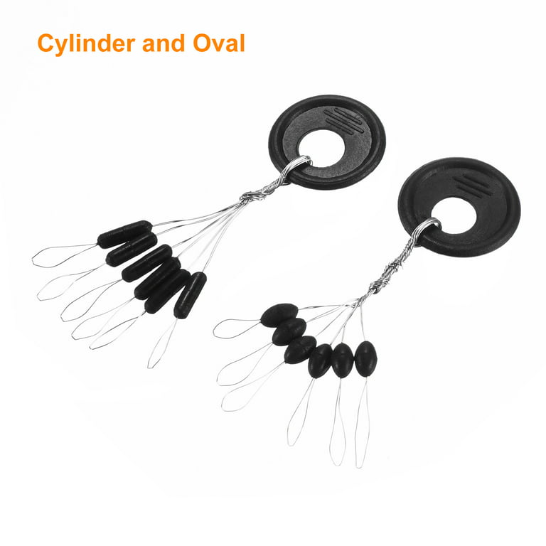 Uxcell L Size 6 in 1 Oval and Cylinder Shape Fishing Rubber Bobber Beads Stoppers Black 1 Set/1200 Pieces, Size: 0.16x0.11,0.28x0.08