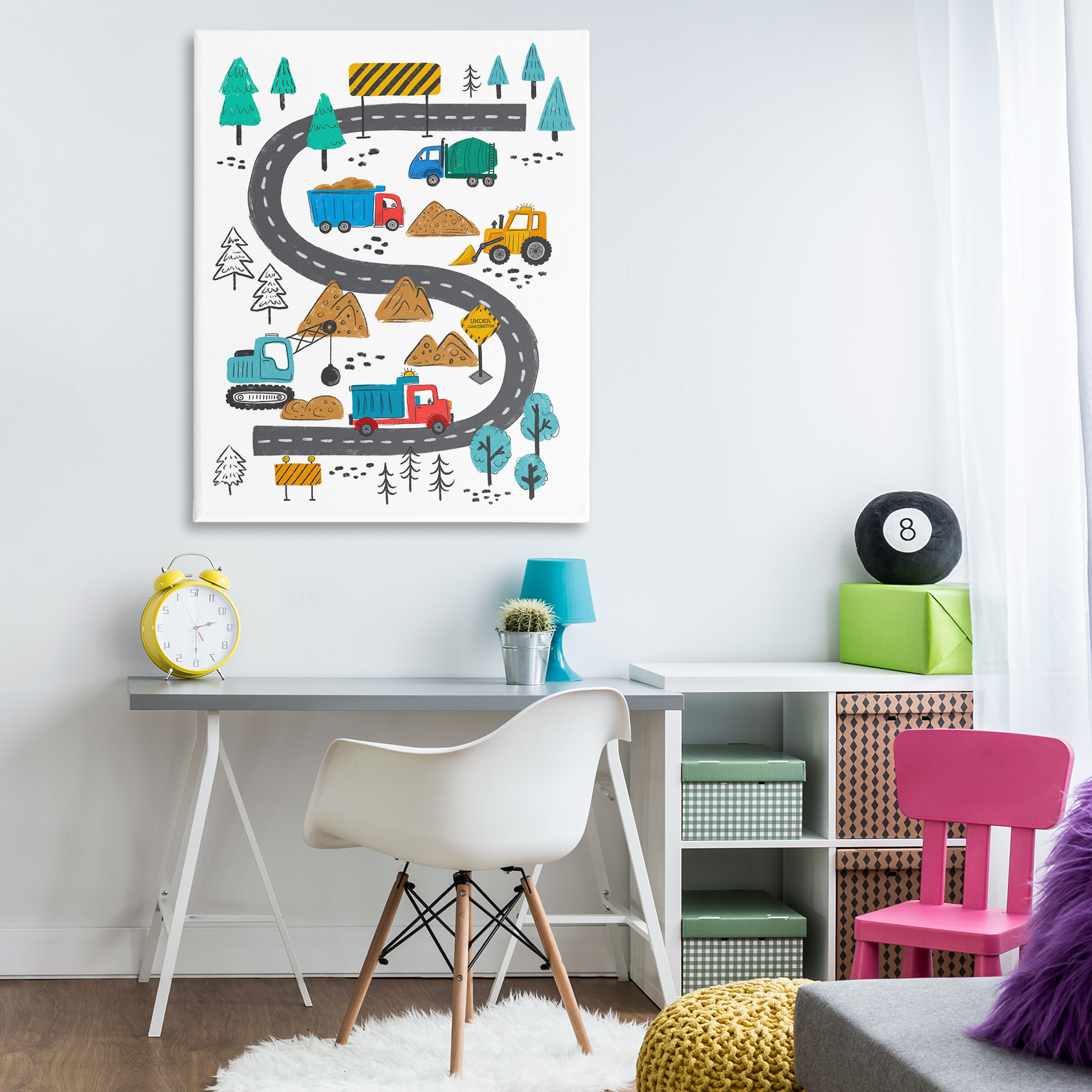 Stupell Industries Construction Vehicles Road Transportation Painting Gallery Wrapped Canvas Art Print Wall Art, 36 x 48
