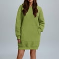 thumbnail image 1 of YUTK Longues Robes pour Femmes, Robe Chandail Décontractée Ample pour Femmes à Empiècements, Automne, Manches Longues, Tendance, Col à Revers, Mini-Robe Plissée, Vert Armée, G, 1 of 9