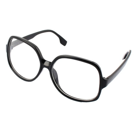 Home Unisex Plastic Square Shaped Fashion Unbreakable Plain Glasses Black