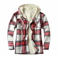 thumbnail image 2 of Feancey Flannel Hoodie Jackets for Men Sherpa Fleece Lined Plaid Coats Winter Plush Thickened Hooded Jacket Casual Long Sleeve Button Warm Outwear with Pockets ,White,2XL, 2 of 6