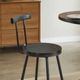 thumbnail image 6 of 3-Piece Round Bar Table and Stool Set 31.5-Inch Compact Wooden Dining Set with Metal Ring Footrest Black, 6 of 10
