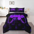 thumbnail image 2 of Erosebridal Gaming Bedding Queen Comforter Set Teen, Futuristic Cubes Down Comforter, Purple 3pcs, 2 of 6