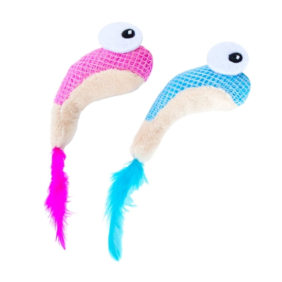 Juguete masticable para gatos Catstages Petstages Dental Shrimpies con hierba gatera