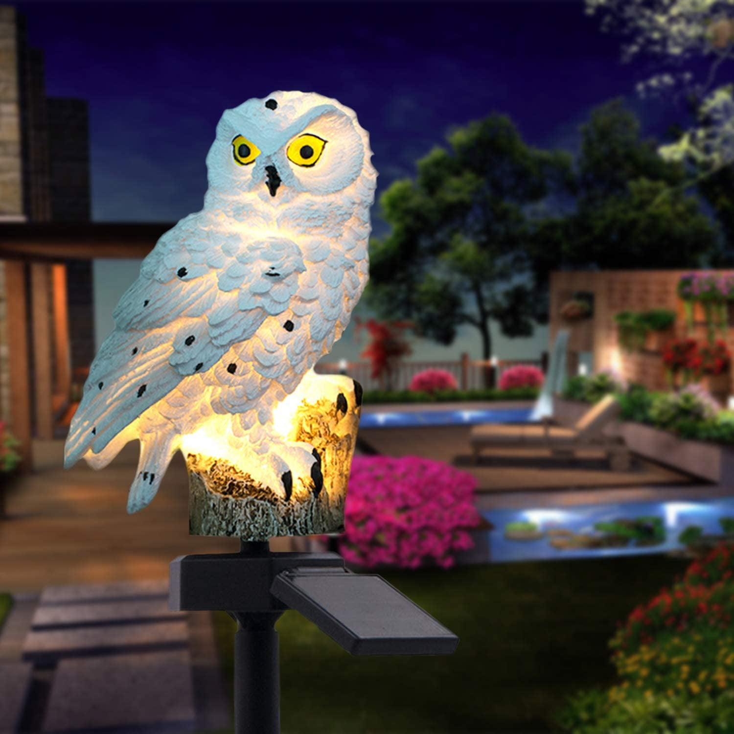 Solar Owl Lantern Light Decor Art Ornaments IP65 Garden Pathway Yard Patio 