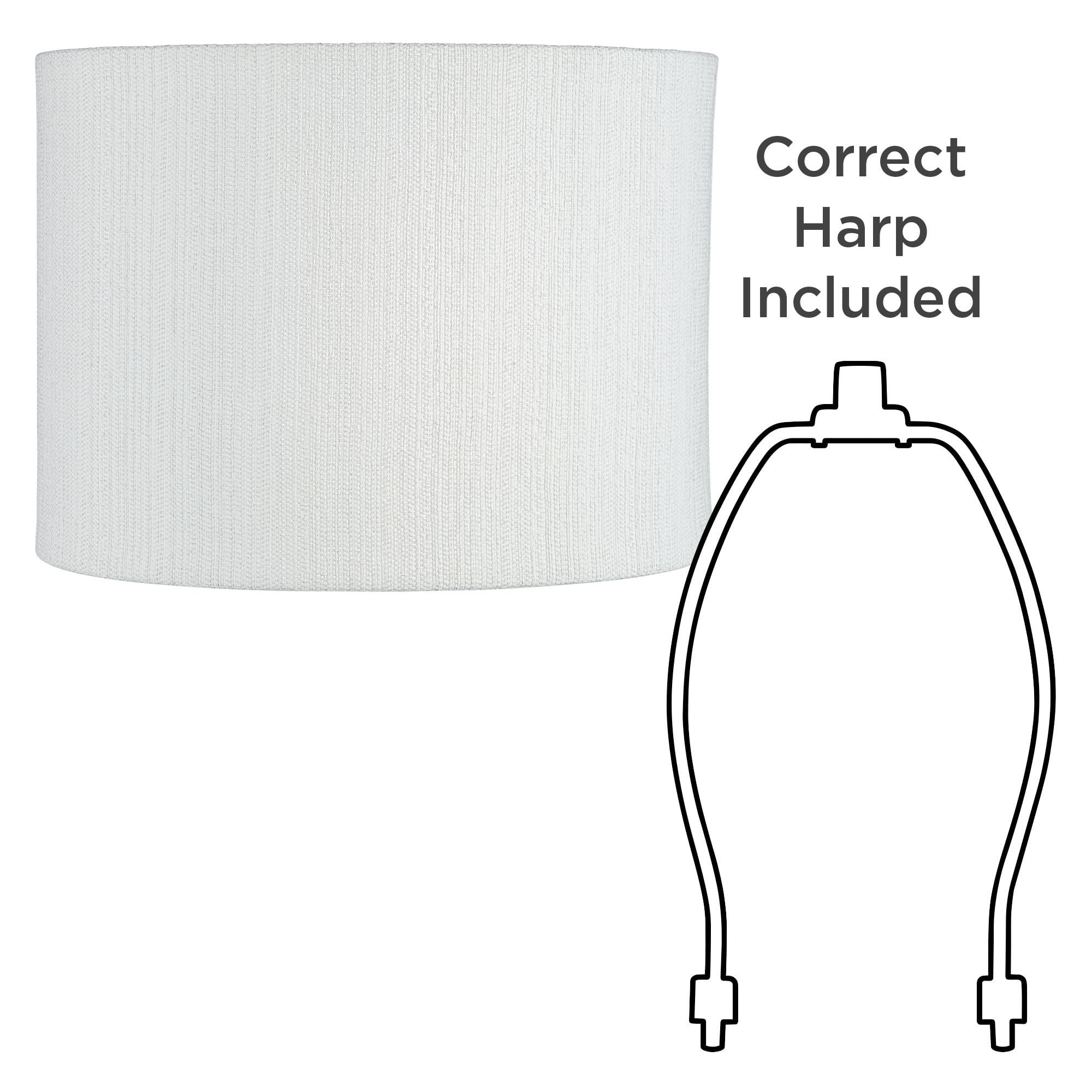 Springcrest Set of 2 Drum Lamp Shades White Weave Medium 15" Top x 15" Bottom x 11" High Spider Replacement Harp Finial Fitting