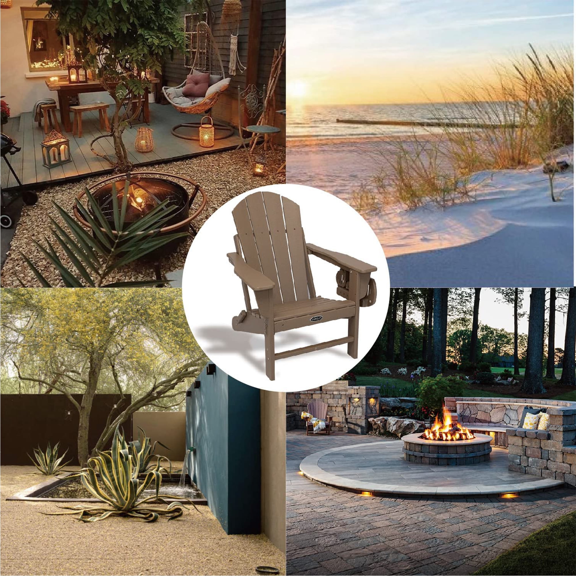 Folding Plastic Adirondack Chair Plastic Adirondack Chairs Weather Resistant Patio Chairs with Cup Holder
