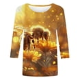 thumbnail image 5 of Fjofpr Women'S Clothing Shirts Grunge Romantic Women's New Crew-neck 3/4 Cuff Bee Festival Casual Print Fashion Top, 5 of 5