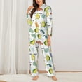 thumbnail image 2 of Pajama Sets for Women 2 Pcs, Orange Green Avocado Button Down Long Sleeve Sleepwear Lounge PJ Sets, 2 of 6
