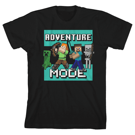 Minecraft Online Video Game Adventure Mode Youth Boys Black Graphic Tee- XS