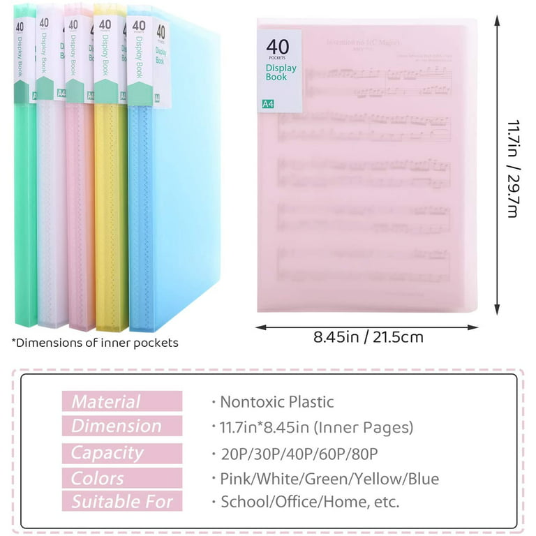 Art Portfolio 4 Packs Portfolio Folder with Plastic Sleeves Presentation  Book wi