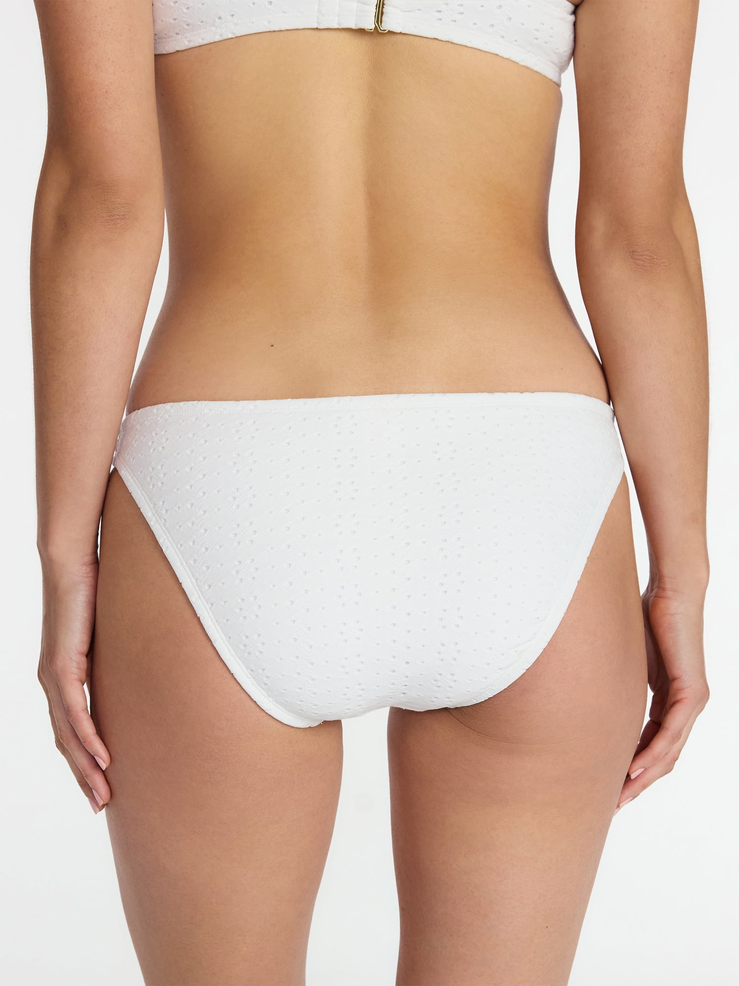 Time and Tru Women's and Women's Plus Low Rise Cheeky Eyelet Bikini Bottoms, Sizes XS-3X