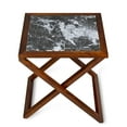 thumbnail image 2 of GrandRest Wood and Marble X-Leg Side Table, Black/Brown, 2 of 6