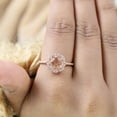 thumbnail image 2 of Vintage Morganite Halo Ring Pink Gemstone Engagement Ring Solitaire Promise Ring 18k Rose Gold Wedding Jewelry Anniversary Gift For Women, 2 of 6