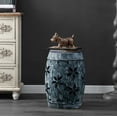 thumbnail image 2 of SAFAVIEH Belna 19" Contemporary Floral Cement Garden Stool, Antiqued Grey, 2 of 6