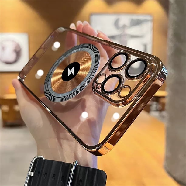 Metal Magnético iPhone 14 Pro Max Funda De Protección De La Cámara Lente Caso 14 plus 12 13 A Prueba De Golpes Transparente Lujo Duro De Espalda