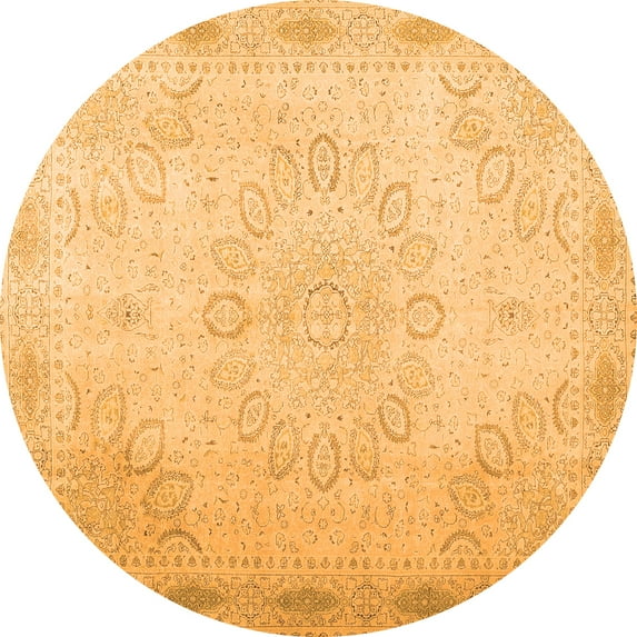 Ahgly Company Indoor Round Abstract Orange Contemporary Area Rugs, 5' Round