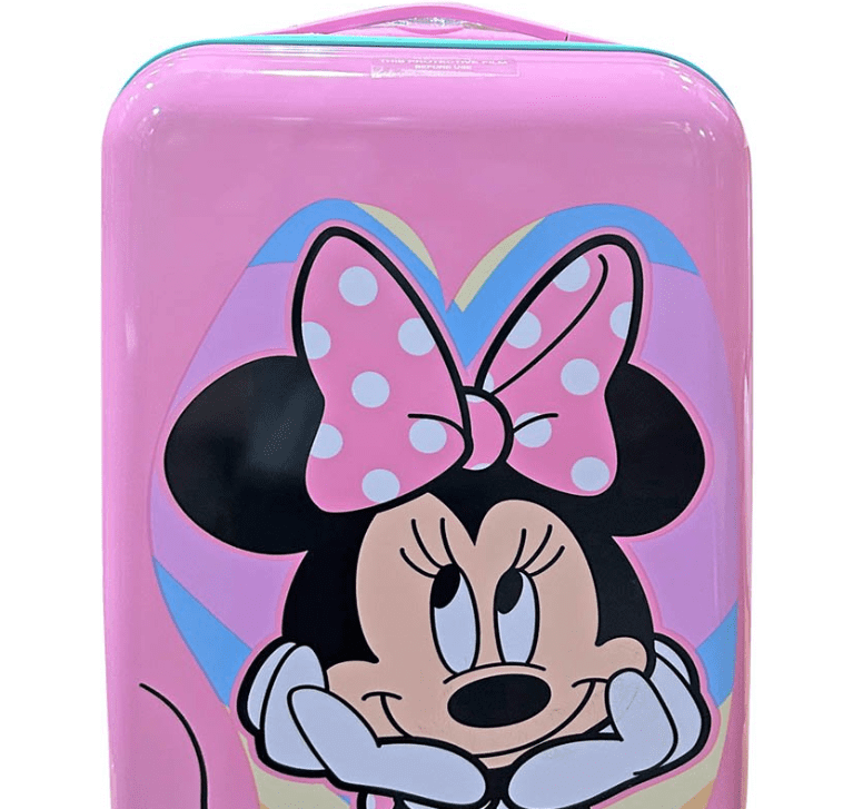 Minnie 20 Hard-Sided Carry-On Luggage with 4 Spinner Wheels, Lightweight Rolling Suitcase with Telescopic Handle, Durable Travel Trolley Bag with Minnie Mouse Design for Kids Adults