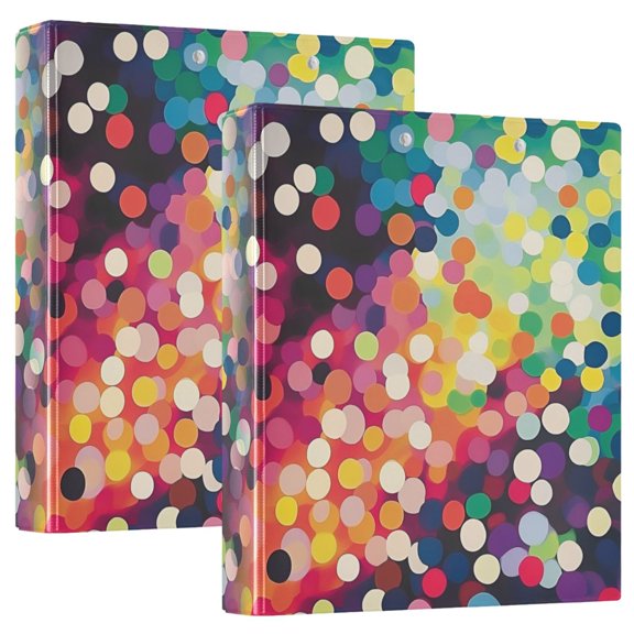 FORMRS 3 Ring Binder 1.5 inch with Pockets Set of 2 Clip Board 200 Sheets Capacity, Green Colorful Circles