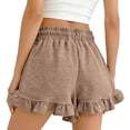 thumbnail image 4 of StSilkitty Girls Ruffle Shorts Solid Color Mid Waist Drawstring Elastic Shorts Summer Beach Casual Shorts, 4 of 7
